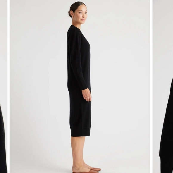 Quince NWTs Mongolian Cashmere V-Neck Midi Sweater Dress - Picture 4 of 8